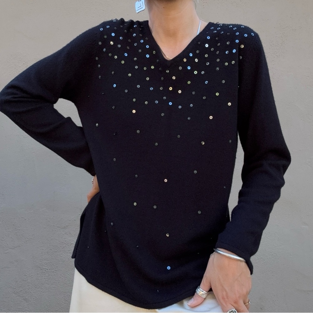 Vintage Black Sequin Sweater